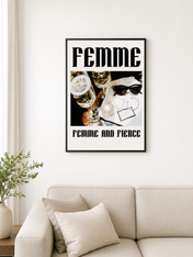 Femme and Fierce Fashion Wall Art Print - black framed