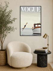 Vogue Boat Diver Photography Wall Art Print - black framed