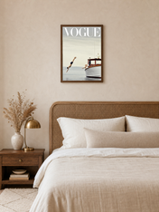 Vogue Boat Diver Photography Wall Art Print - dark wood framed