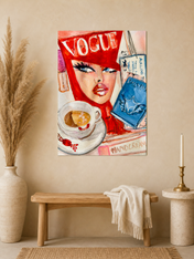 Vogue Travel Girl Fashion Wall Art Print - unframed mockup