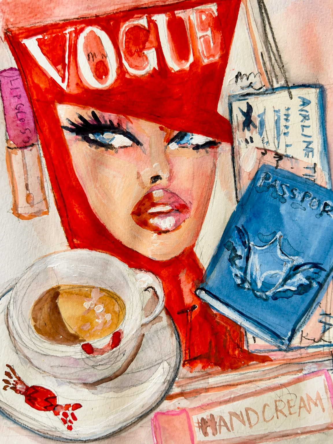 Vogue Travel Girl Fashion Wall Art Print - unframed