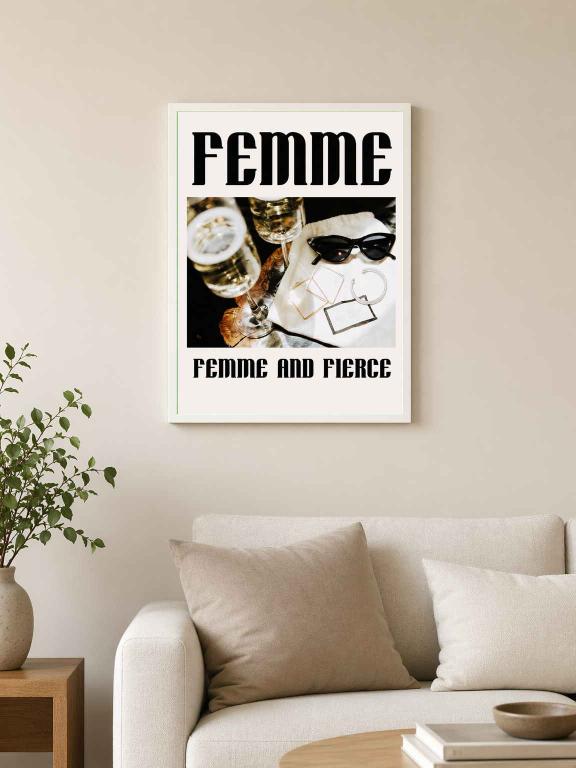 Femme and Fierce Fashion Wall Art Print - white framed