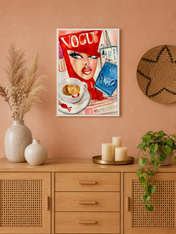 Vogue Travel Girl Fashion Wall Art Print - white framed