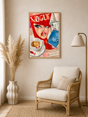Vogue Travel Girl Fashion Wall Art Print - wood framed poster