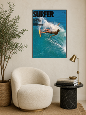 Vintage Surfer Magazine Cover Wall Art Print - black framed