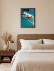 Vintage Surfer Magazine Cover Wall Art Print - dark wood framed