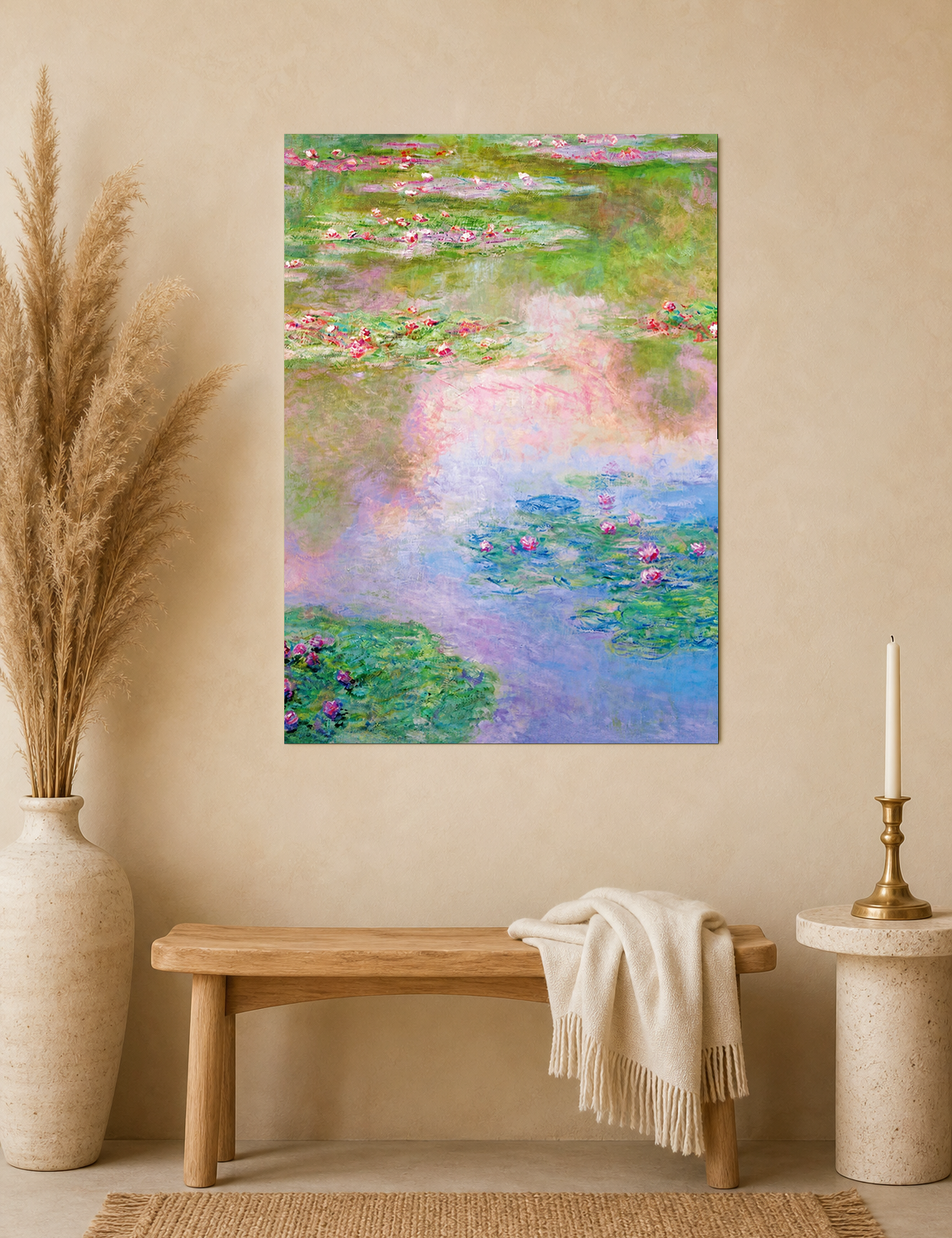 Impressionist Water Lilies Wall Art Print - unframed mockup