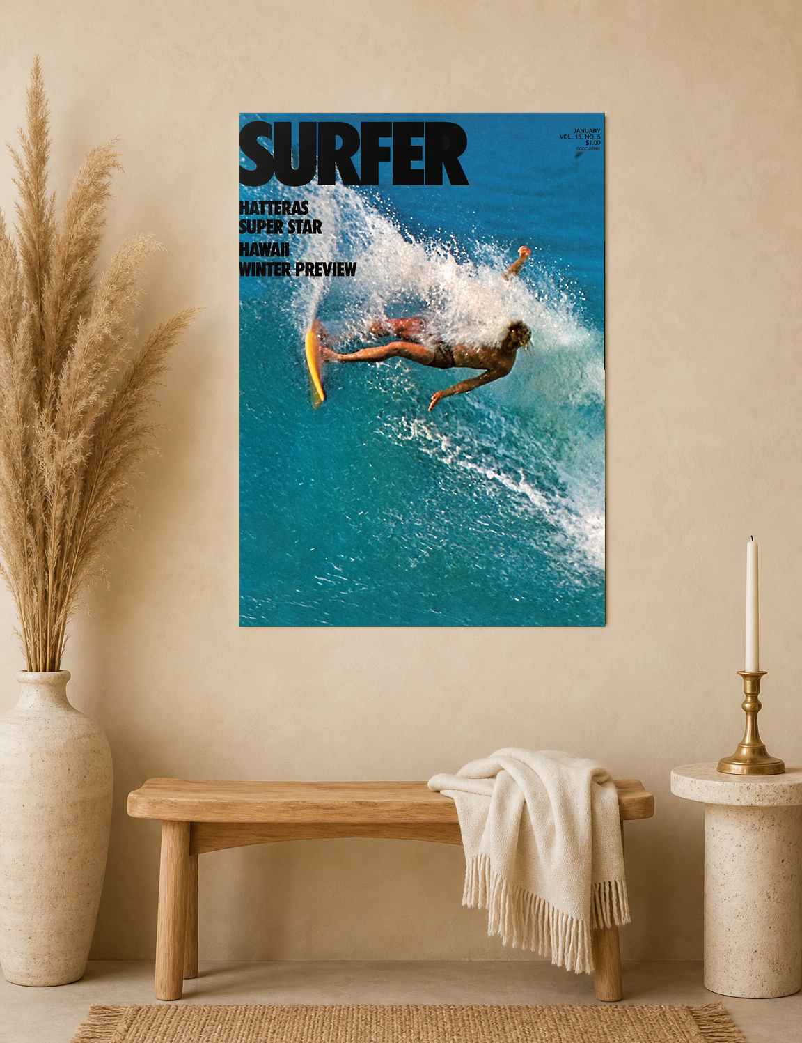 Vintage Surfer Magazine Cover Wall Art Print - unframed mockup
