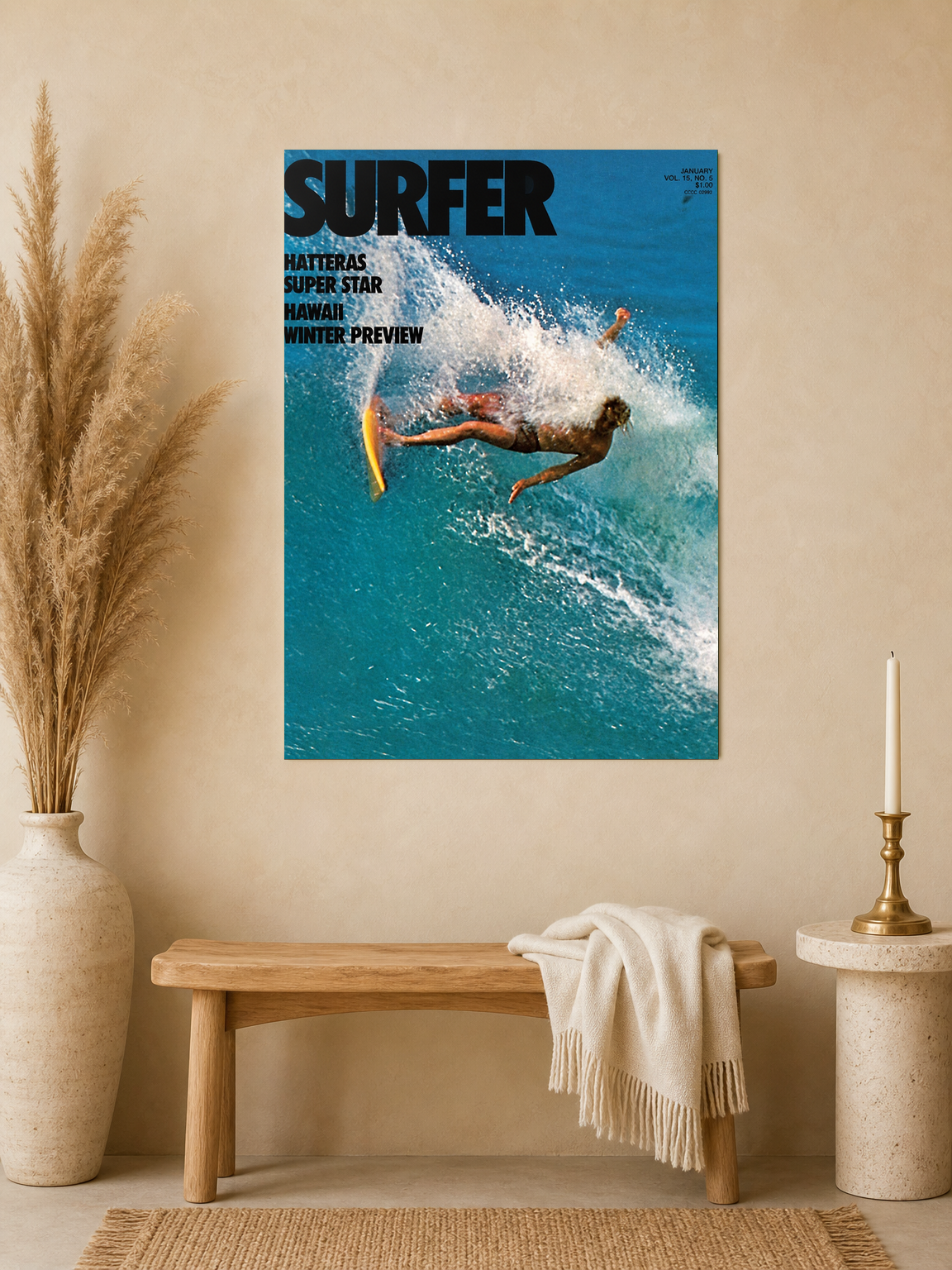 Vintage Surfer Magazine Cover Wall Art Print - unframed mockup
