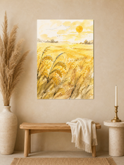 Golden Wheat Field Sunrise Wall Art Print - unframed mockup