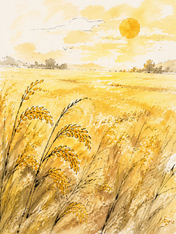 Golden Wheat Field Sunrise Wall Art Print - unframed