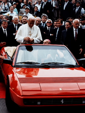 Pope in Red Ferrari Wall Art Print - unframed