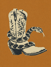 Rattlesnake Cowboy Boot Wall Art Print - unframed