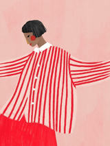 Bold Striped Woman Illustration Wall Art Print
