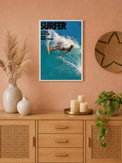 Vintage Surfer Magazine Cover Wall Art Print - white framed