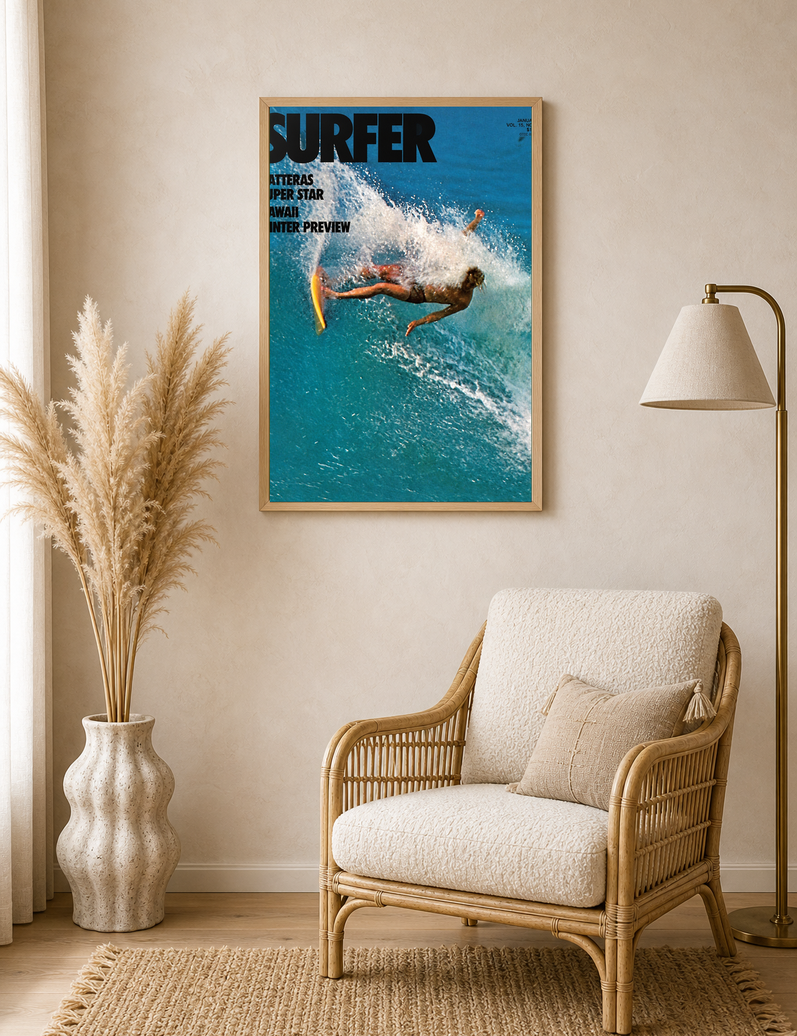 Vintage Surfer Magazine Cover Wall Art Print - wood framed poster