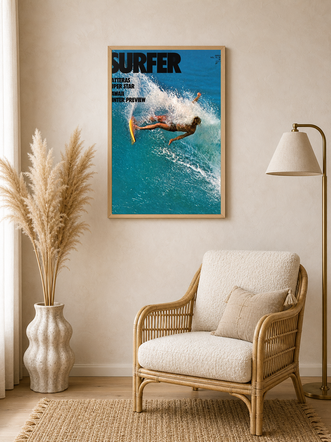 Vintage Surfer Magazine Cover Wall Art Print - wood framed poster