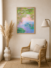 Impressionist Water Lilies Wall Art Print - wood framed poster