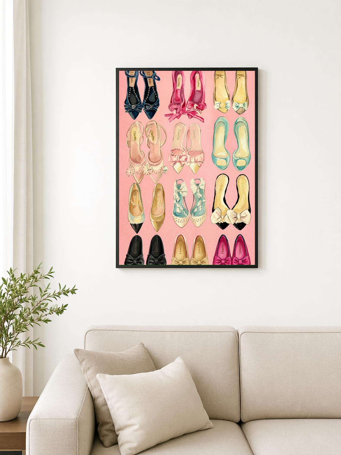 Chic Designer Flats Fashion Wall Art Print - black framed