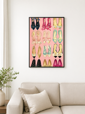Chic Designer Flats Fashion Wall Art Print - black framed