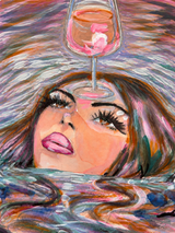 Surreal Woman & Wine Wall Art Print