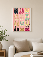 Chic Designer Flats Fashion Wall Art Print - white framed