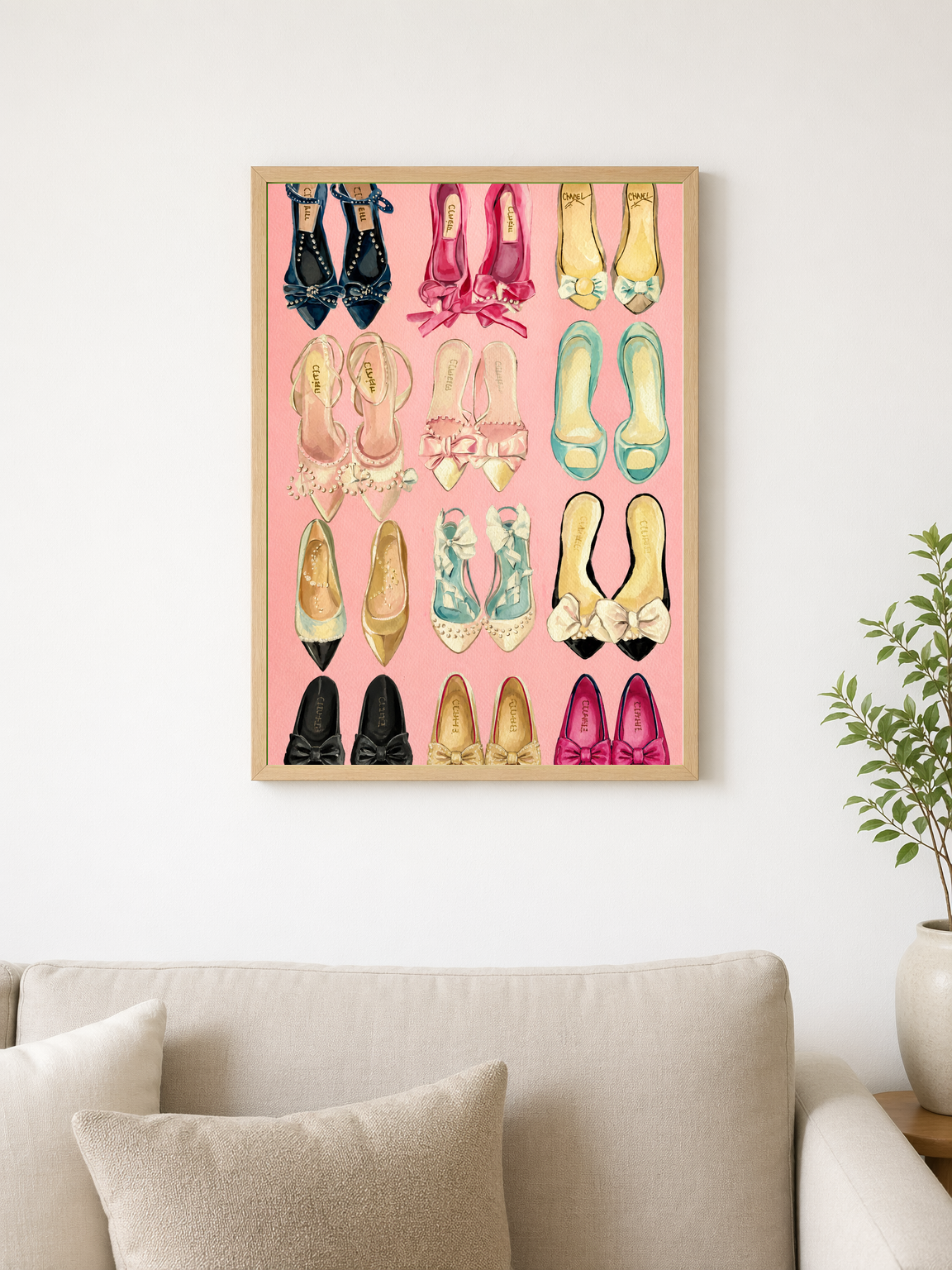 Chic Designer Flats Fashion Wall Art Print - wood framed poster