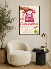 Cosmopolitan Ladies Night Retro Wall Art Print - black framed