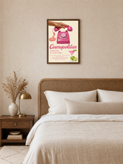 Cosmopolitan Ladies Night Retro Wall Art Print - dark wood framed