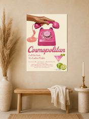 Cosmopolitan Ladies Night Retro Wall Art Print - unframed mockup