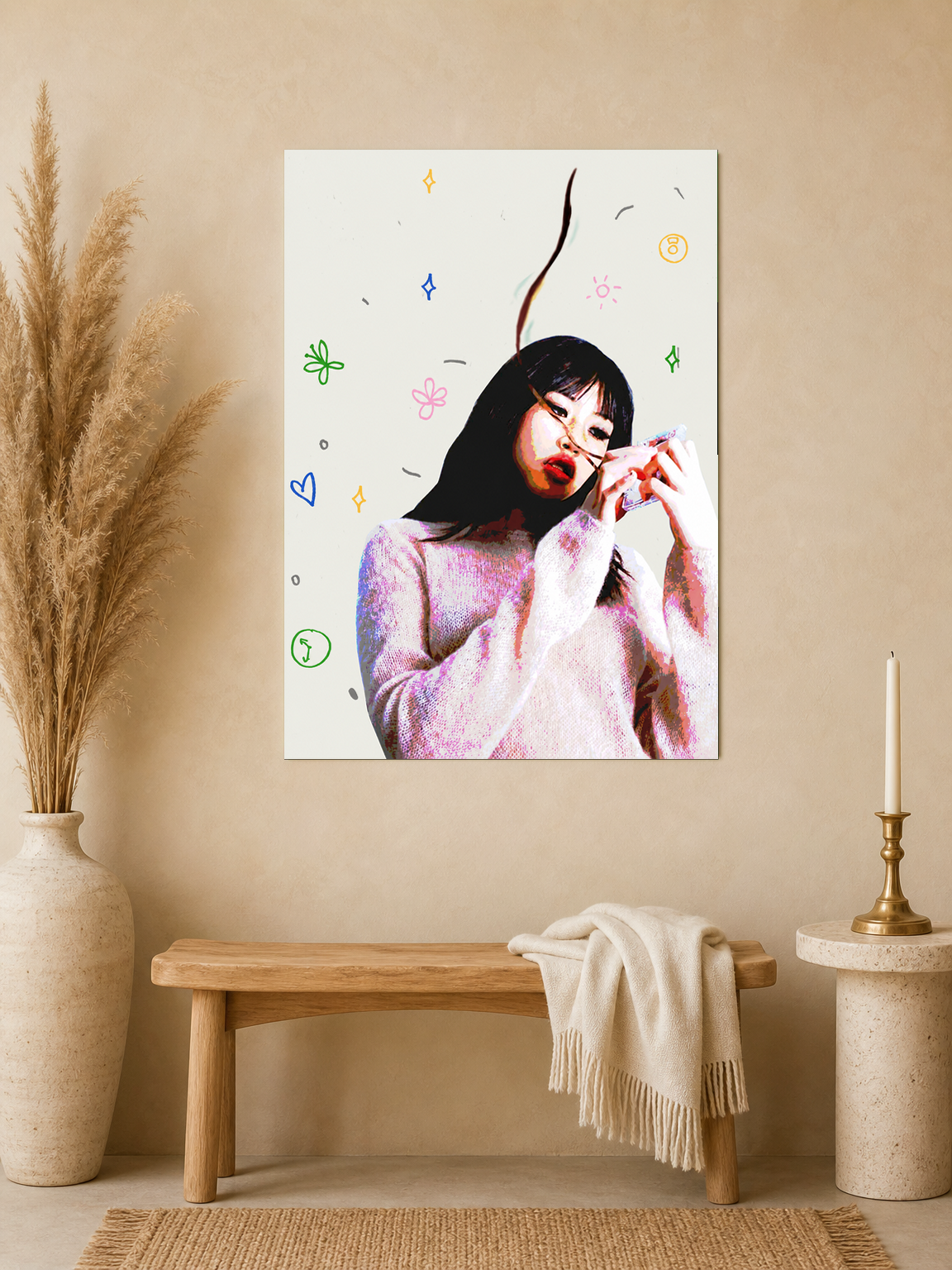 Playful Pop Art Girl Wall Art Print - unframed mockup