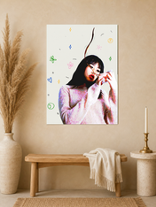 Playful Pop Art Girl Wall Art Print - unframed mockup
