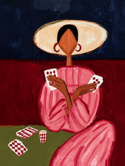 Abstract Woman Playing Cards Wall Art Print - unframed