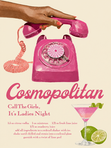 Cosmopolitan Ladies Night Retro Wall Art Print