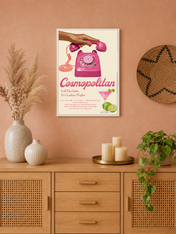 Cosmopolitan Ladies Night Retro Wall Art Print - white framed