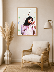 Playful Pop Art Girl Wall Art Print - wood framed poster