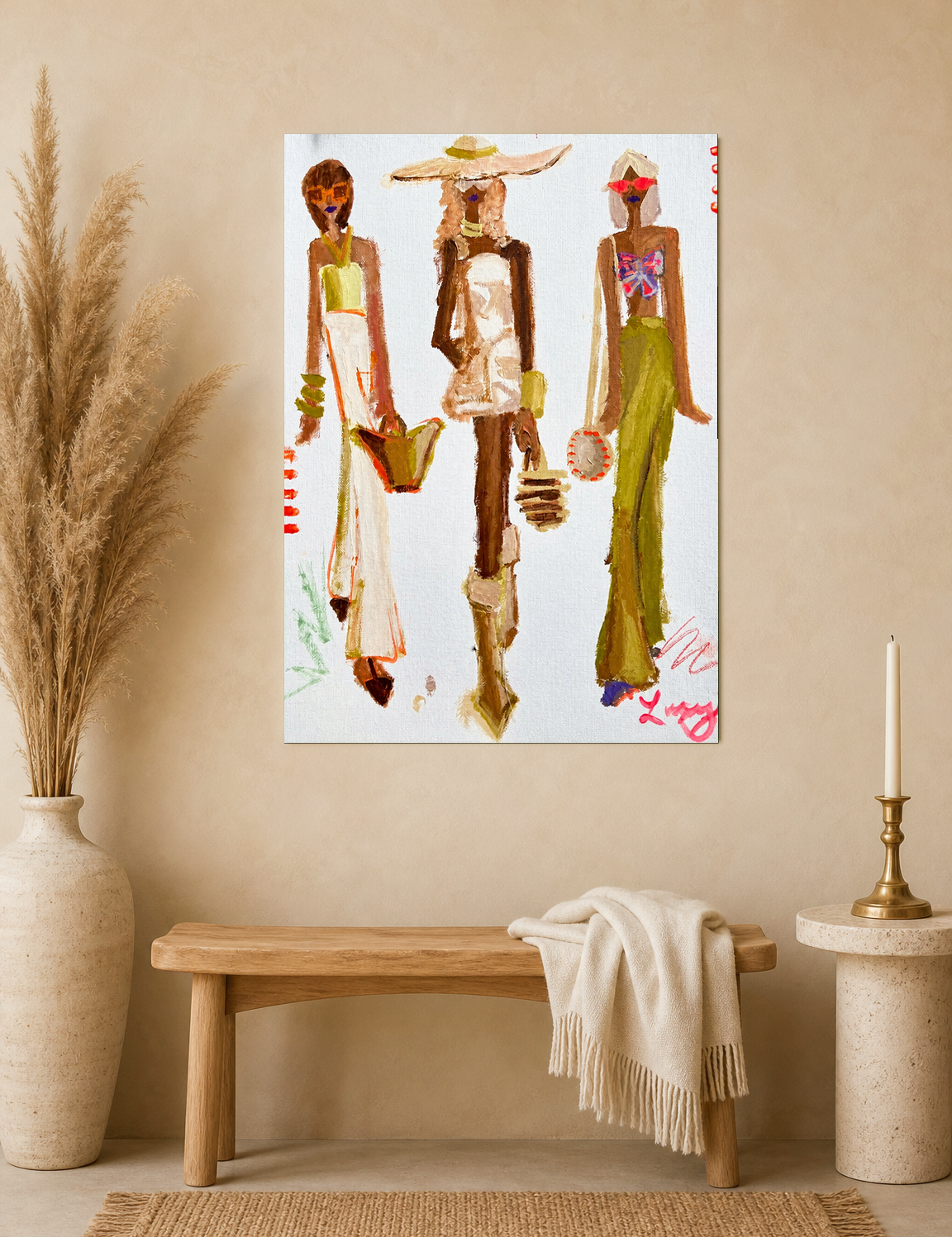 Chic Summer Girls Fashion Wall Art Print - unframed mockup
