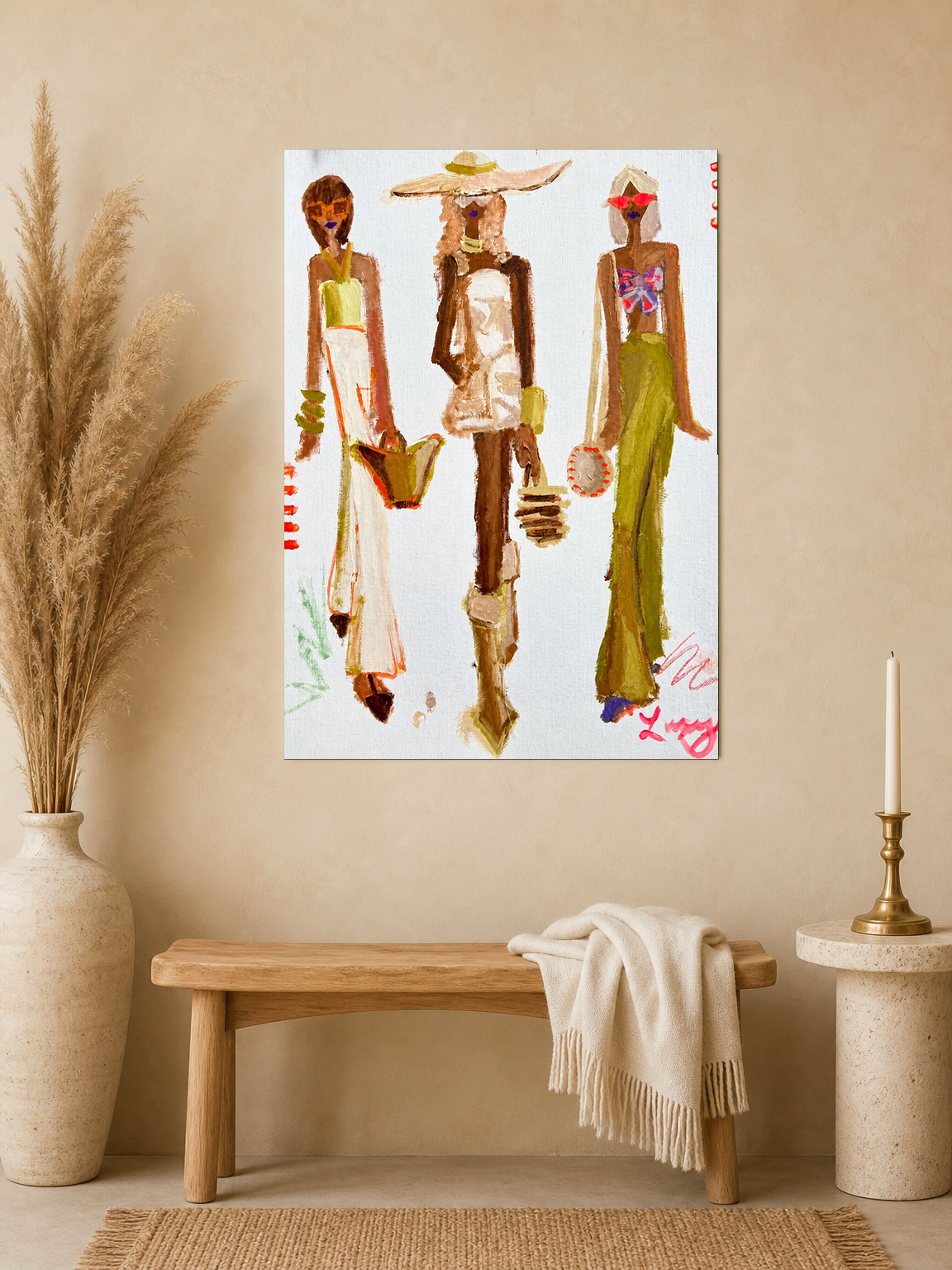 Chic Summer Girls Fashion Wall Art Print - unframed mockup