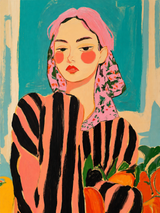 Bold Striped Woman Portrait Wall Art Print