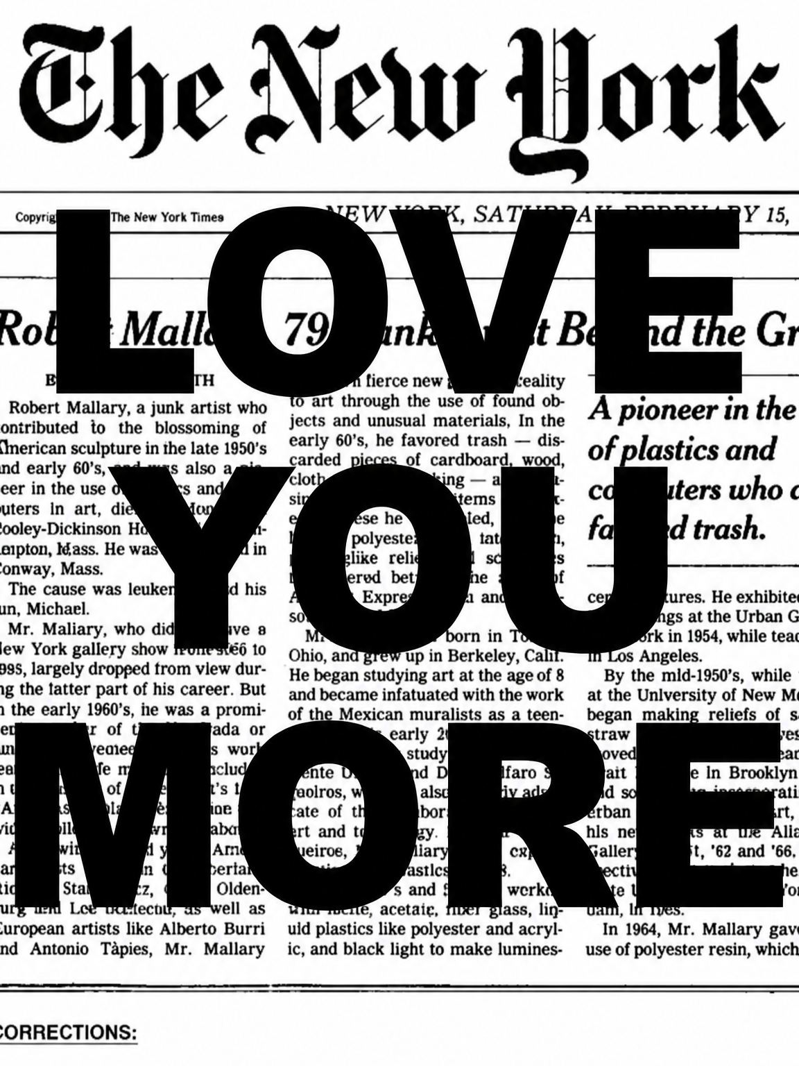 LOVE YOU MORE Typography Wall Art Print - unframed