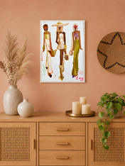 Chic Summer Girls Fashion Wall Art Print - white framed