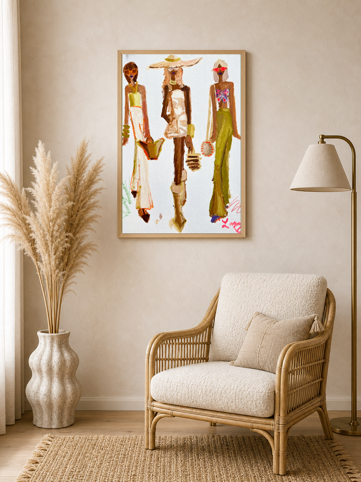 Chic Summer Girls Fashion Wall Art Print - wood framed poster