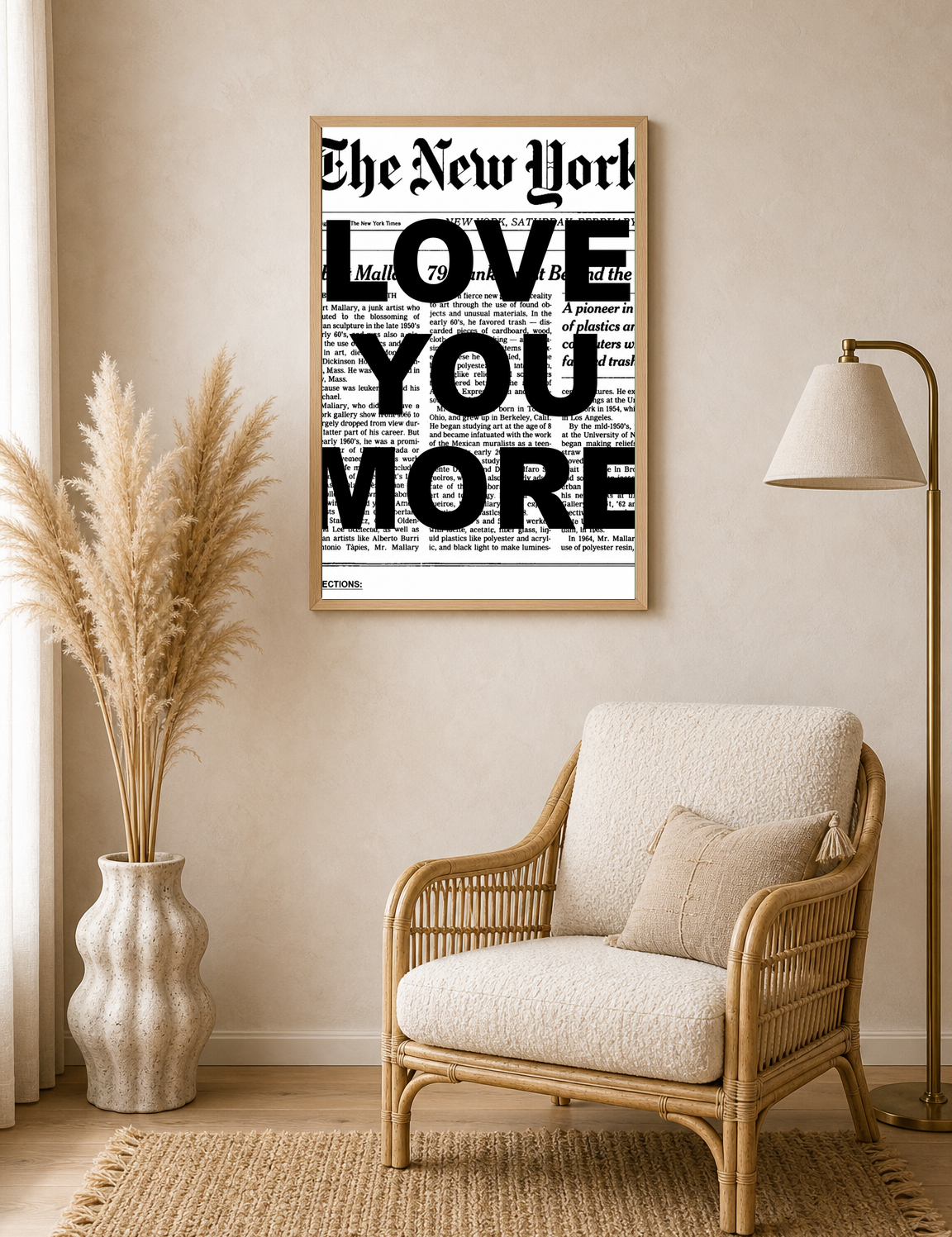 LOVE YOU MORE Typography Wall Art Print - wood framed poster