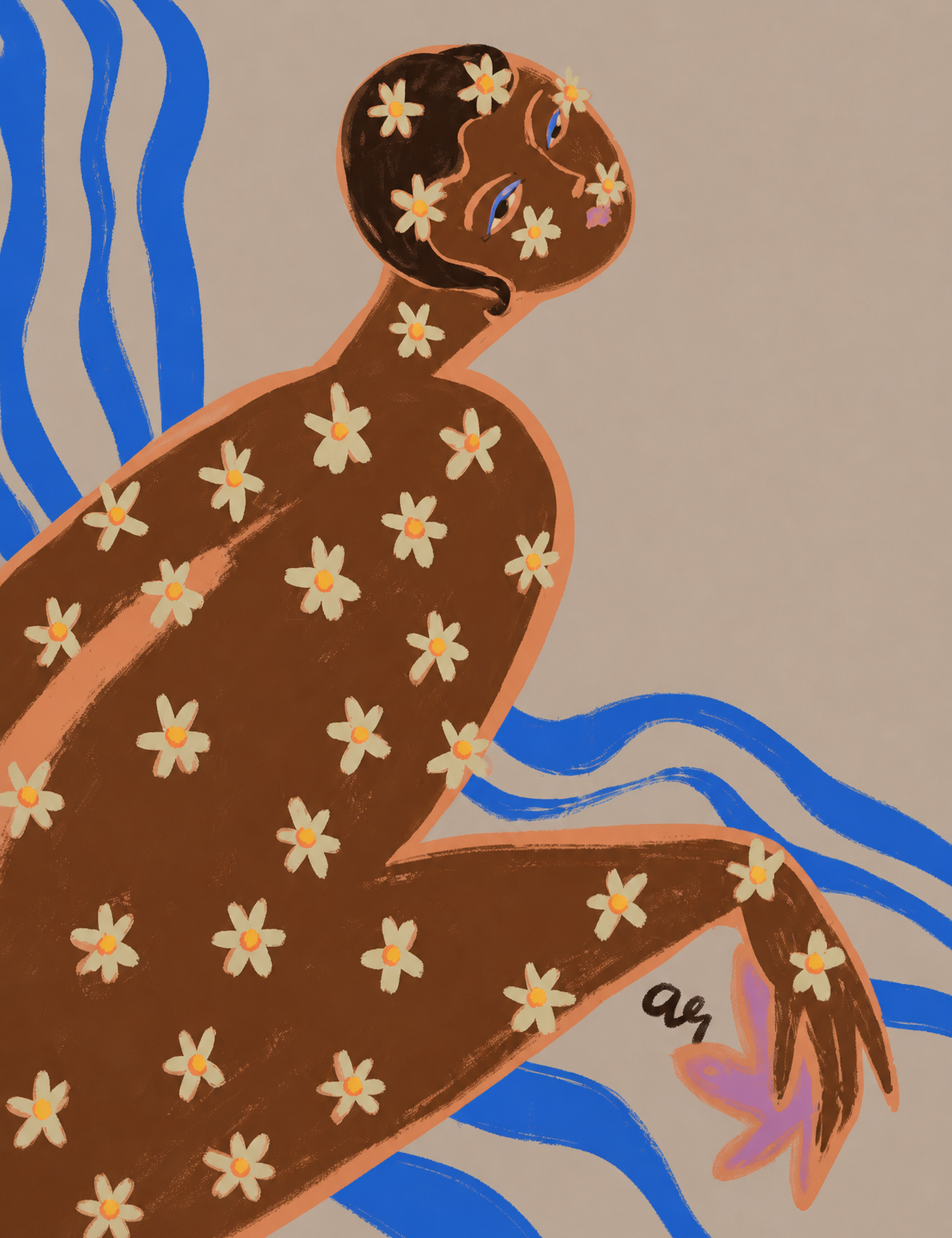 Floral Figure Modern Wall Art Print - unframed