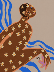 Floral Figure Modern Wall Art Print - unframed