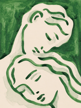Abstract Lovers Green Line Wall Art Print
