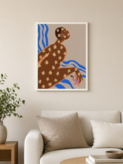 Floral Figure Modern Wall Art Print - white framed