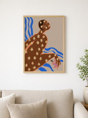 Floral Figure Modern Wall Art Print - wood framed poster