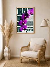 Purple Orchid Botanical Wall Art Print - wood framed poster
