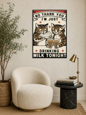 Vintage Cat Milk Poster Wall Art Print - black framed